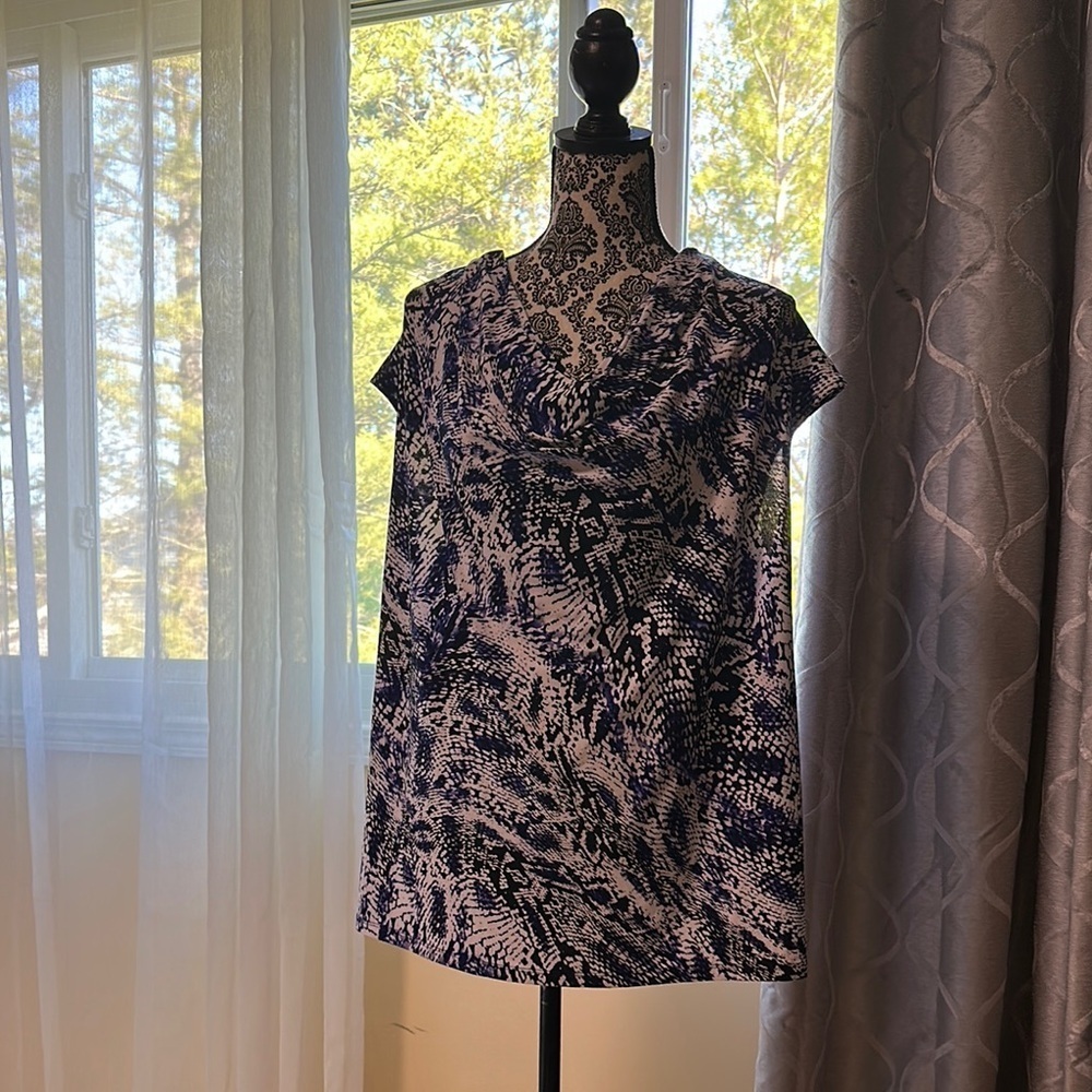 Kasper Black and White and purple Blouse 2x